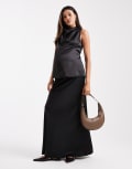 [ASOS Maternity] ASOS DESIGN Maternity satin bias midi skirt-Black 8 Black