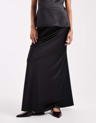 Asos Maternity Asos Design Maternity Satin Bias Midi Skirt-black In Black