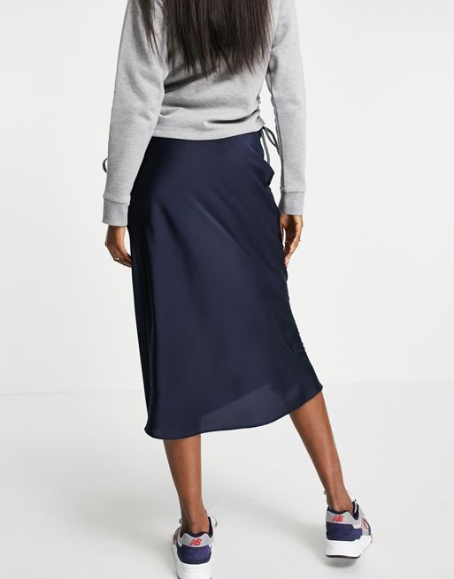 ASOS Maternity Over The Bump Midi Skirt in Satin with Splices