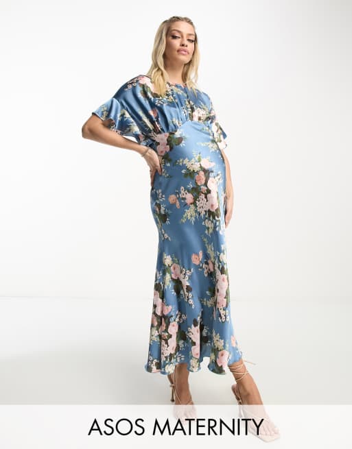 ASOS DESIGN Maternity satin midi dress with blouson bodice in vintage ...