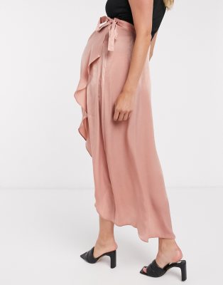 pink midi wrap skirt