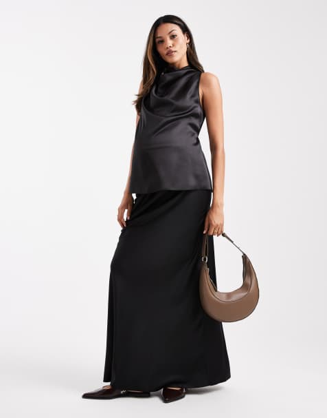 ASOS DESIGN Maternity satin bias maxi skirt