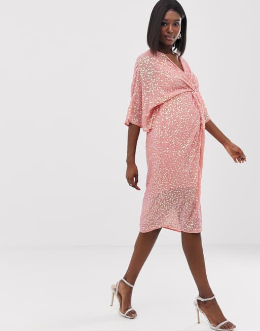 Asos sequin shop kimono midi dress