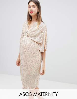 Women's Pink Sequin Maternity Kimono Dress by Asos, Sz: US 6