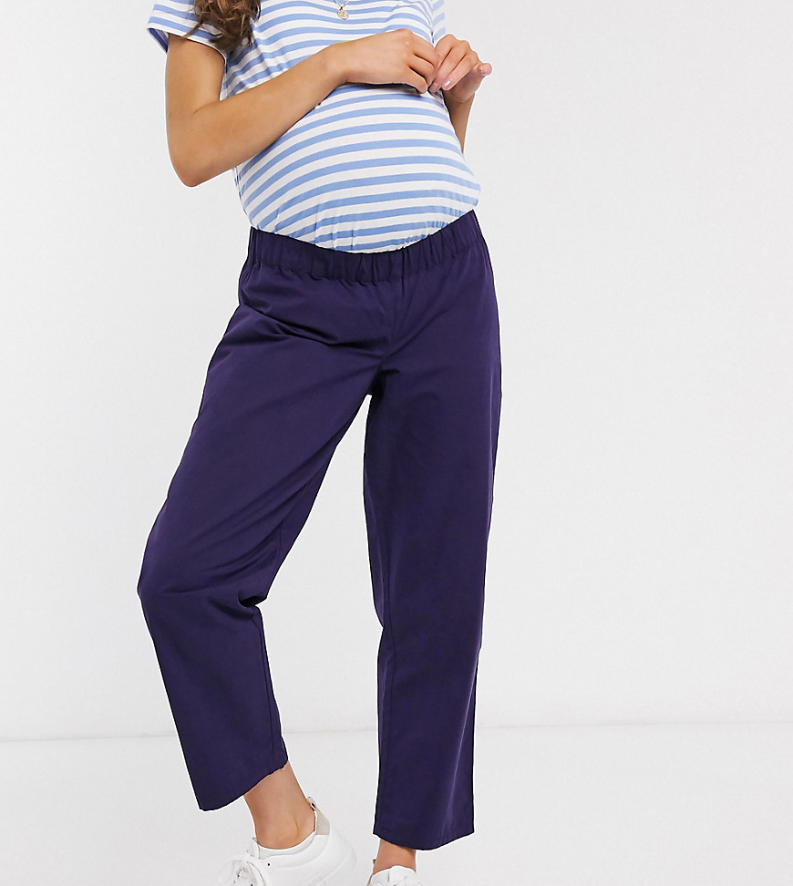 ASOS DESIGN Maternity – Schlichte Pull-On-Hose aus marineblauem Moleskine