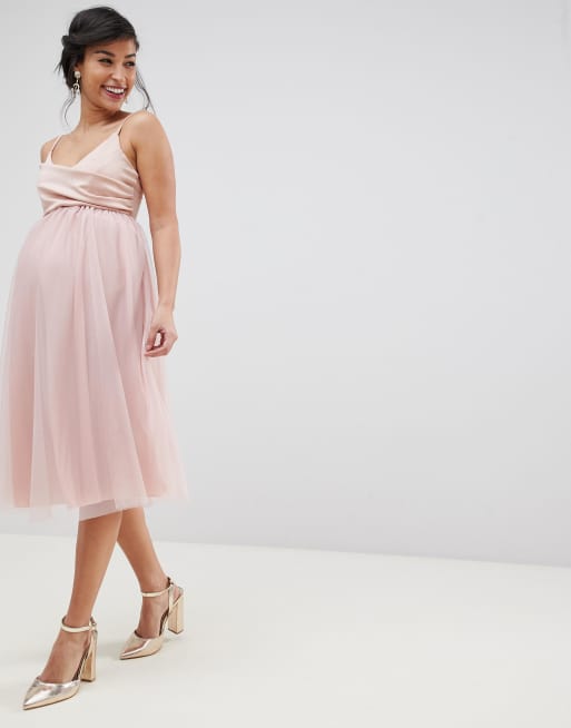 Maternity tulle midi outlet dress