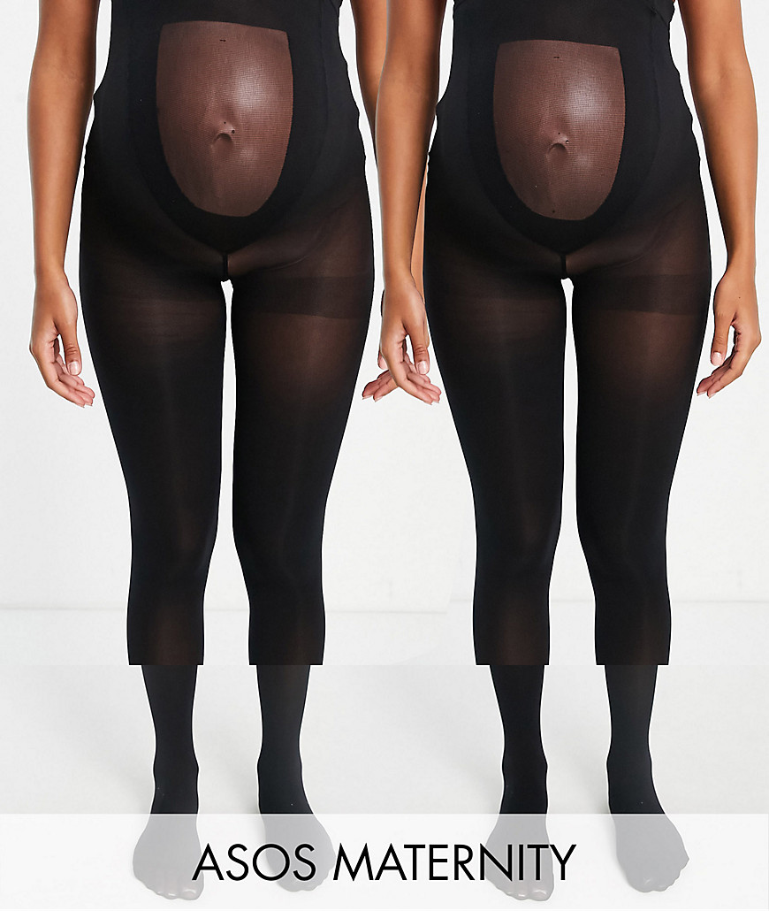 ASOS DESIGN Maternity - Set van 2 50 denier panty's met verbeterde pasvorm en gemaakt van gerecycled materiaal in zwart