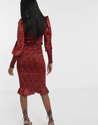 red leopard print tea dress