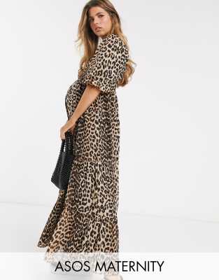 leopard print maternity maxi dress