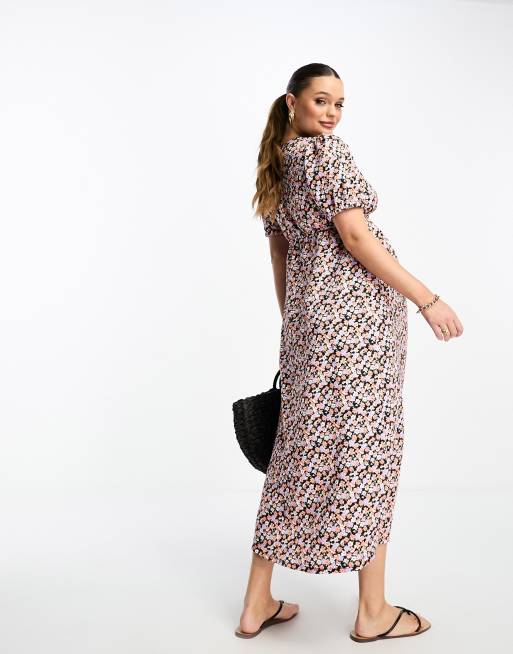 Maternity Ditsy Shirred Midi Dress