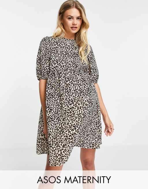 Asos leopard cheap maternity dress