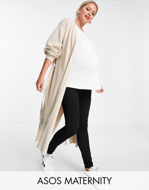 ASOS DESIGN Maternity batwing sleeve velvet midi dress in camel