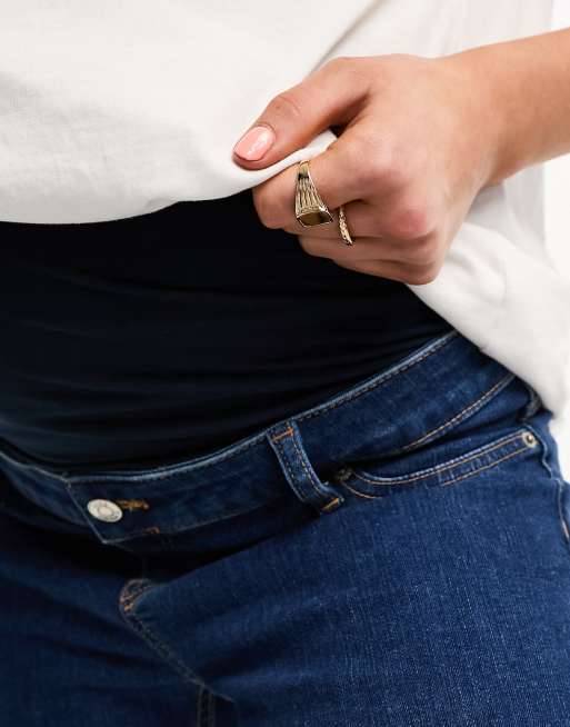 ASOS DESIGN Maternity skinny jeans in mid blue with over the bump waistband