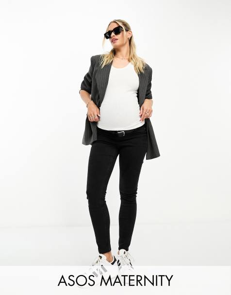 ASOS DESIGN Maternity - Skinny jeans in zwart met wassing - view 1