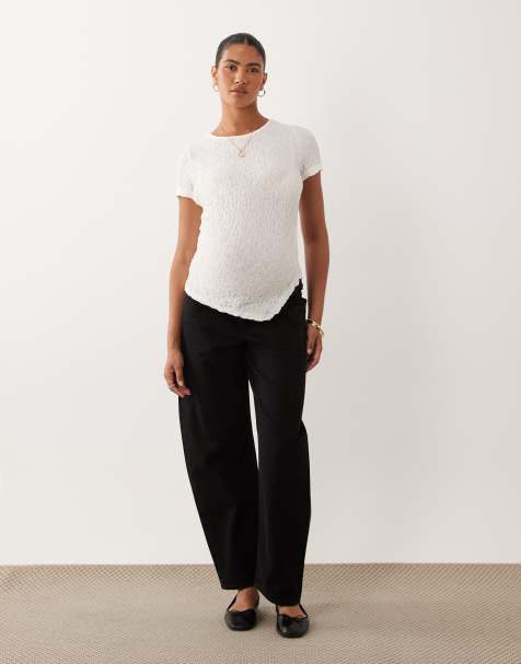 ASOS DESIGN Maternity slim barrel jean in black - view 1