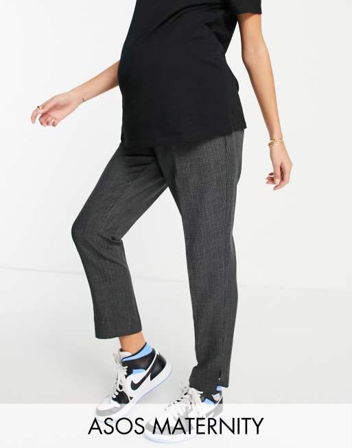ASOS DESIGN Maternity slim cigarette pant in gray check