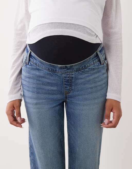 ASOS DESIGN Maternity slim fit mom jeans in authentic mid wash, 5 of 5