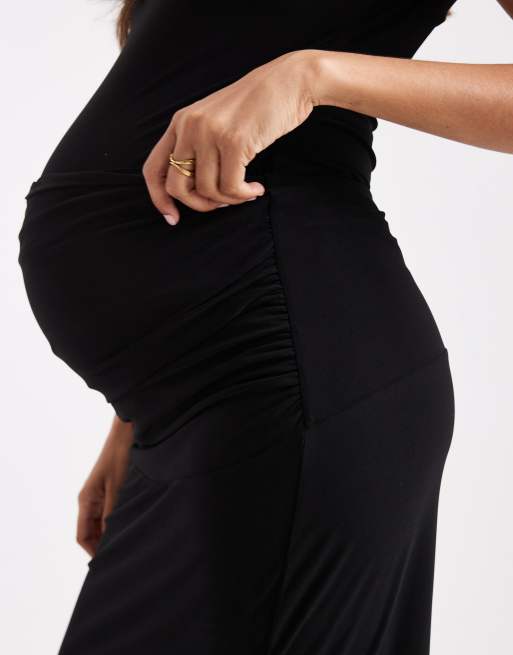 ASOS DESIGN Maternity slinky column maxi skirt in black - part of a set, 3 of 5