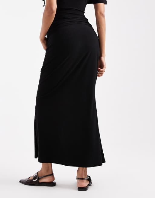 ASOS DESIGN Maternity slinky column maxi skirt in black - part of a set, 4 of 5