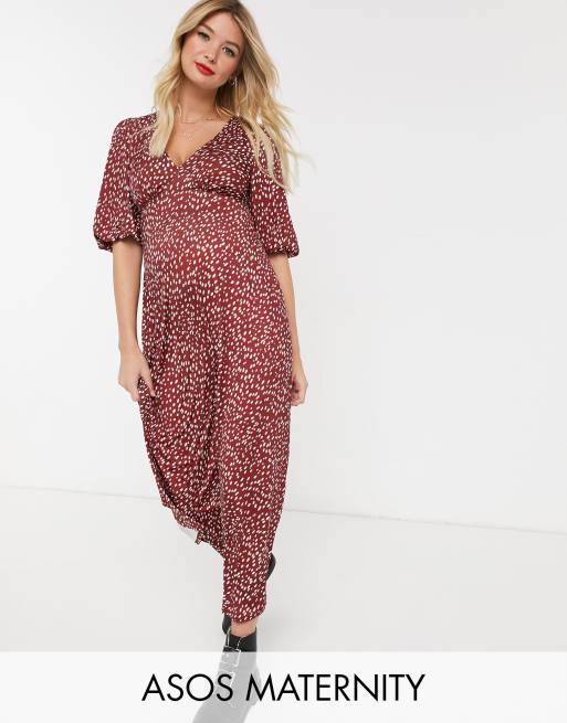 ASOS DESIGN Maternity slinky tea maxi dress in spot print ASOS