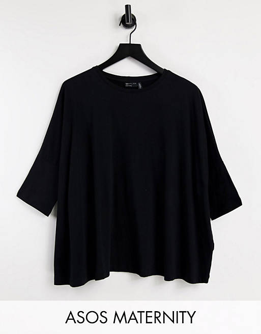 ASOS DESIGN Maternity slouchy t-shirt with batwing sleeve in black