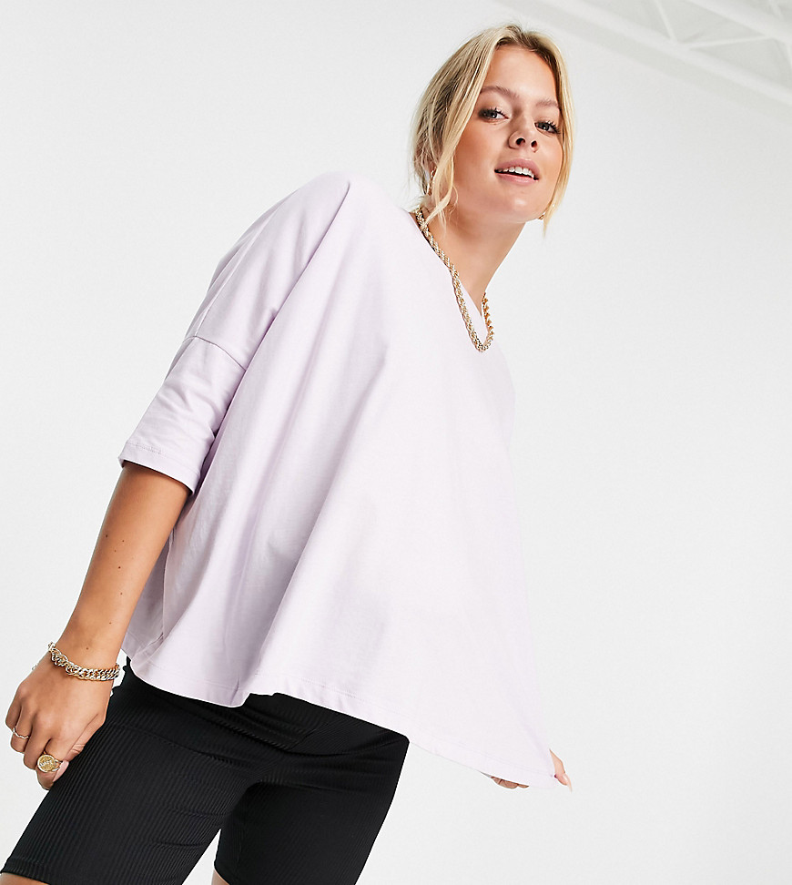 ASOS MATERNITY ASOS DESIGN MATERNITY SLOUCHY T-SHIRT WITH BATWING SLEEVE IN LILAC-PURPLE,BOXY BATWING SS
