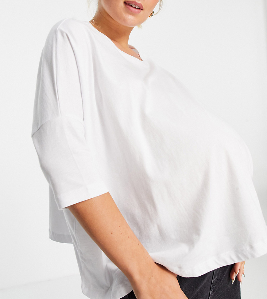 ASOS DESIGN Maternity slouchy t-shirt with batwing sleeve in white