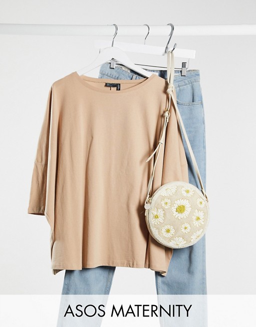 ASOS DESIGN Maternity slouchy top with batwing sleeve in neutral