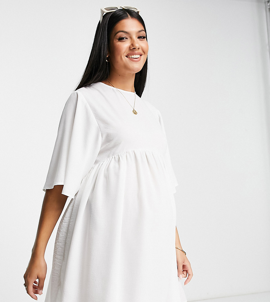 ASOS DESIGN Maternity smock dress with kimono sleeve in white