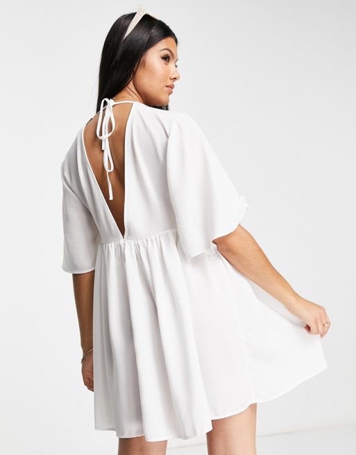 ASOS DESIGN Maternity cotton mini smock shirt dress in white