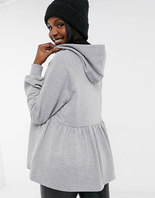  Maternity smock hoodie in grey marl 