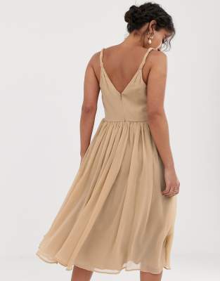 square neck midi prom dress