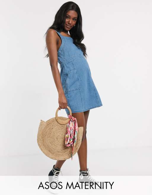 Asos denim hot sale pinafore dress