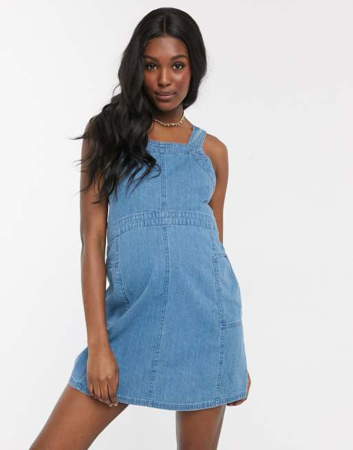 Maternity denim outlet pinafore dress