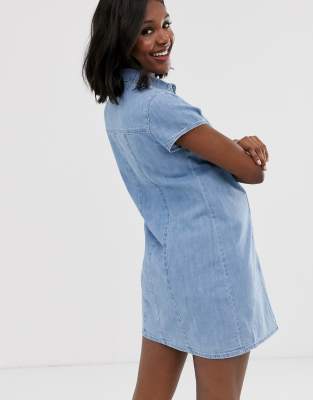 denim short sleeve shirt dress