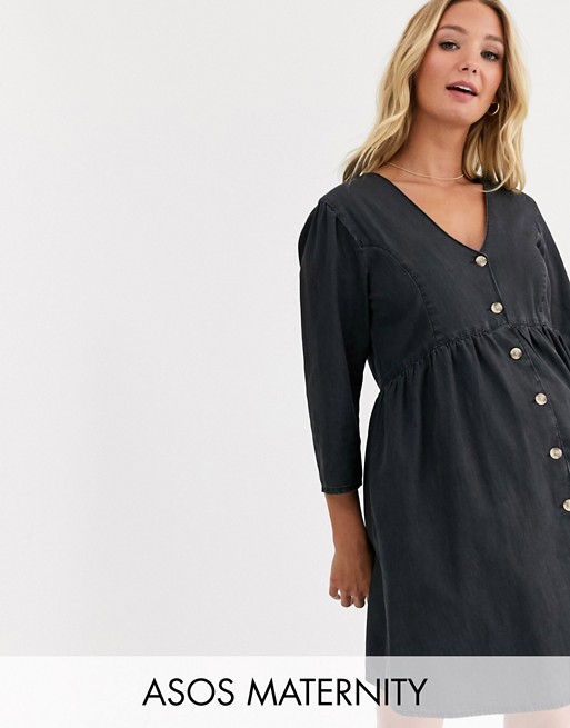 ASOS DESIGN Maternity soft denim tea dress in black
