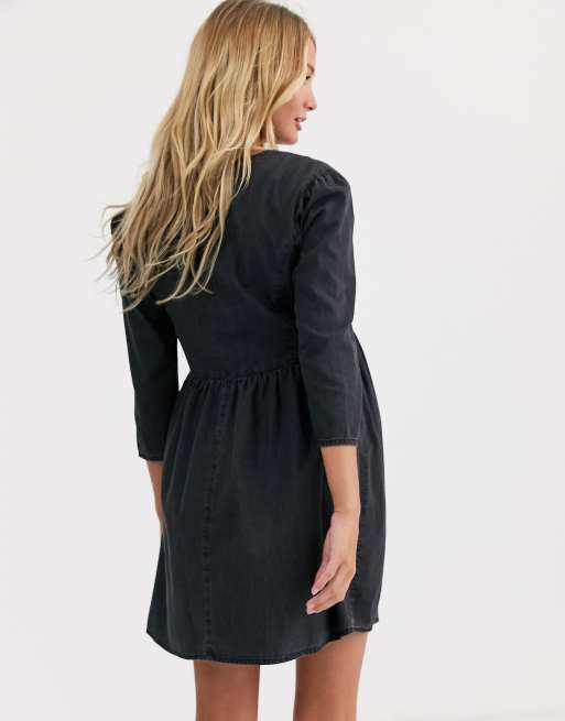 ASOS DESIGN Maternity soft denim tea dress in black | ASOS