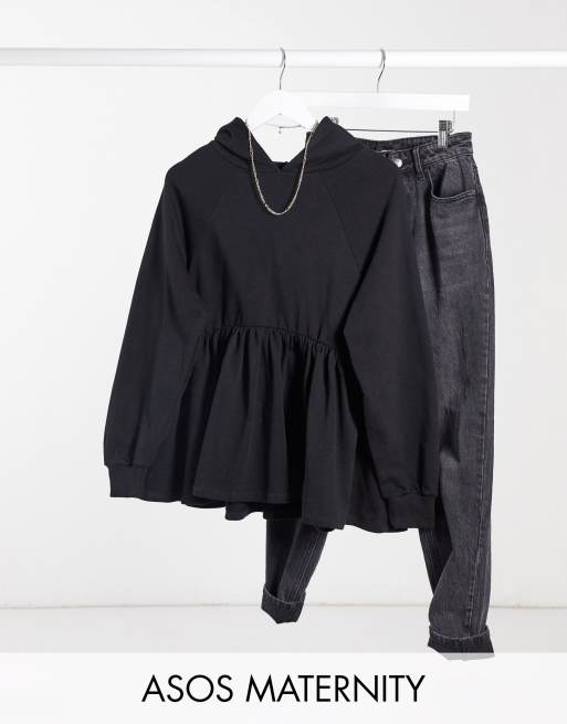 ASOS DESIGN Maternity - Sort smock-hættetrøje