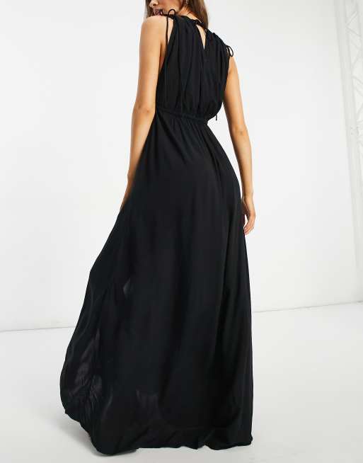 ASOS DESIGN Maternity - Sort strand-maxikjole med rynket detalje , 2 af 4
