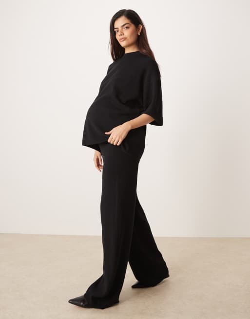 ASOS DESIGN Maternity - Sorte bukser i kompakt strik - Del af sæt, 3 af 5