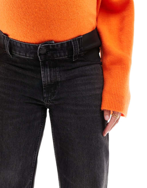 ASOS DESIGN Maternity - Sorte og forvaskede dad-jeans med vide ben, 5 af 5