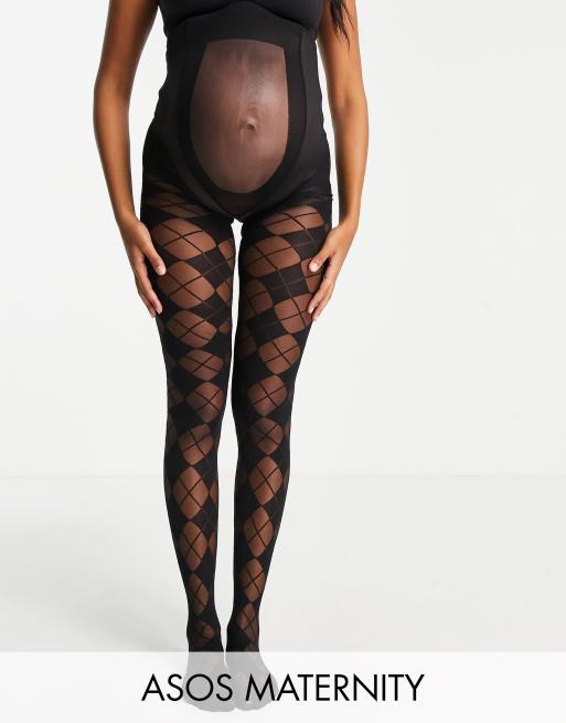 ASOS DESIGN Maternity - Sorte strømpebukser med argyle-tern i 30 denier