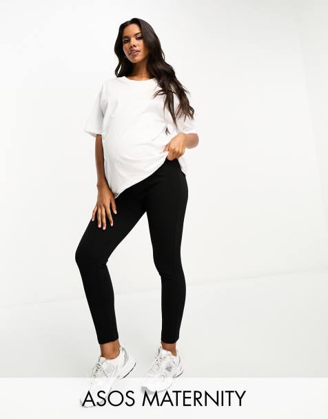 ASOS DESIGN Maternity - Sorte tapered habitbukser i jersey - view 1