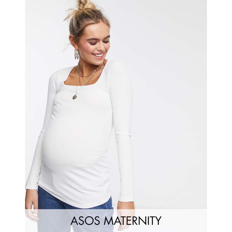 ASOS DESIGN Maternity square neck top in cream