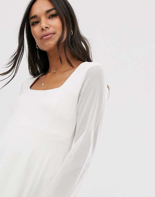 ASOS DESIGN Maternity tank top with high square neck in cream