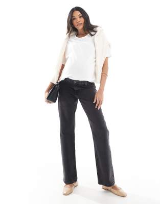 ASOS DESIGN Maternity - Straight Umstandsjeans aus Komfort-Stretch in verwaschenem Schwarz