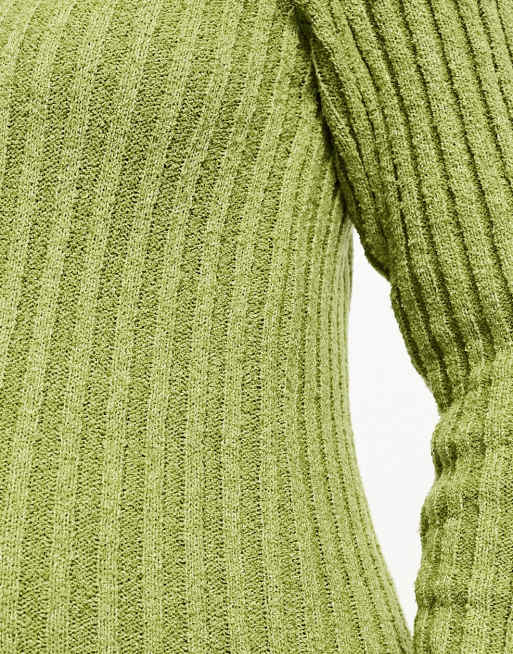 ASOS DESIGN Maternity - Strikket, grøn midikjole med firkantet hals i tekstureret garn, 3 af 4