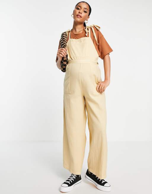 ASOS DESIGN Maternity – Strukturierte Latzhose in verwaschenem Stein mit gebundenen Trägern, 4 von 4