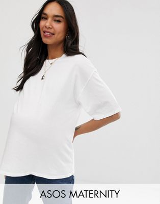 ASOS DESIGN Maternity - Super oversized T-shirt in wit met wassing
