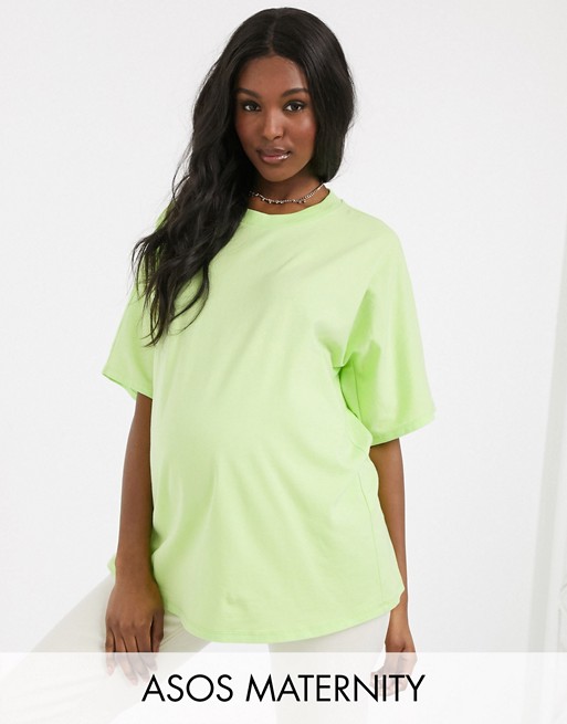 ASOS DESIGN Maternity super oversized t-shirt with batwing sleeve in lime
